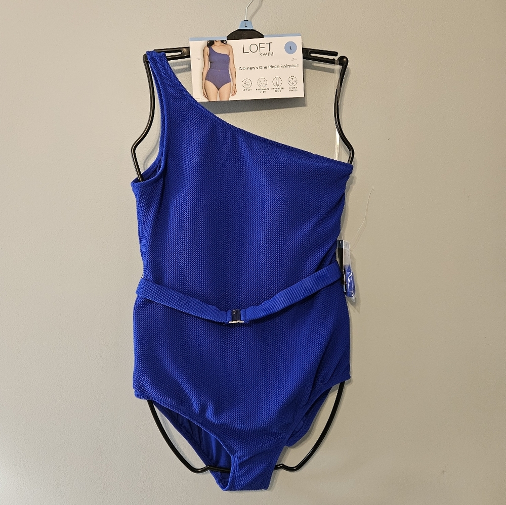 NWT LOFT Blue One-Shoulder Swimsuit